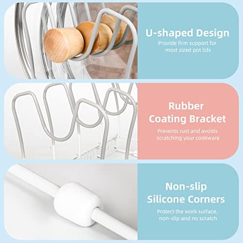 ROOHUA Pot and Pan Lid Organizer Rack for Under Cabinet, 12"-23" Expandable - Image 4