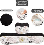 QiyI PU Leather Desk Mat Set, 4-in-1 Ergonomic Wrist Rest, Botanical Leaf - Image 6