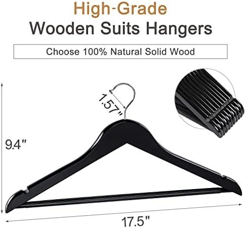 TOPIA HANGER Wooden Hangers 20 Pack, Black Wood Coat Hanger for Closet - Image 2