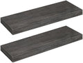 HOOBRO Floating Shelves for Wall, Wall Mounted Shelf Set of 2, 23.6" Hanging Shelf with Invisible Brackets, for Wall Decor Storage in Bathroom Bedroom Kitchen Livingroom Office, Charcoal Gray BC60BJ01 by HOOBRO