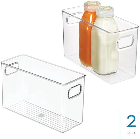 iDesign Slim Clear Plastic Storage Bin, Tall Narrow, 2-Pack - Image 2