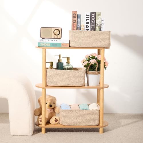 MiniArk Small Storage Baskets for Organizing | Closet Organizer Bins | Shelf Toy Basket | Woven Rope Baskets | Cube Decorative Box | Shallow Basket | 13x8.5x5.1” | 4 Packs Mixed Brown - Image 6