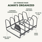 GreenPan Stainless Steel Wire Pots and Pans Lid Storage Rack, Holds 4 Lid Covers, Easy Storage, Countertop or Cabinent Organizer, Minimizes Clutter, Fast Drying, Wipes Clean, Black - Image 4
