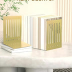 4 Pcs 10 Inch Heavy Duty Bookends Non-Skid Base, Gold - Image 3