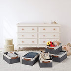 GhvyenntteS Small Fabric Storage Bins with Handles 6 Pack, 11.8" x 7.87" x 5.11" Storage Baskets for Shelves, Baskets for Organizing Clothes Underwear Socks Hats DVDs (Grey/White) - Image 6