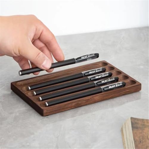 Pen holder Organizer of Office desks,Walnut Desk Pen Stand,Wave Pen Tray Accessory,Teacher Gifts,Suitable for School,Home,Desktop Art Accessories (Walnut, 5 Grid) by JUTSTJUKO