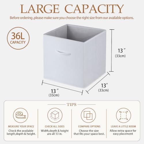 WUIKE 11-Inch Storage Cubes, Leather Cube Organizer Bins, White, 4-Pack - Image 2