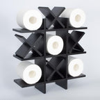 DAOYOUSKY Tic Tac Toe Toilet Paper Holder Stand with 4pcs Wooden X, Farmhouse Rustic Wall Mounted Funny Toilet Papers Storage Organizer with Shelf, Guest Bathroom Decor, Black by Unknown