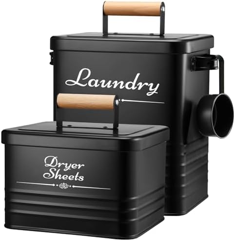 Farmhouse Metal Laundry Detergent Pod Container With Dryer Sheet Holder by CRULEEN