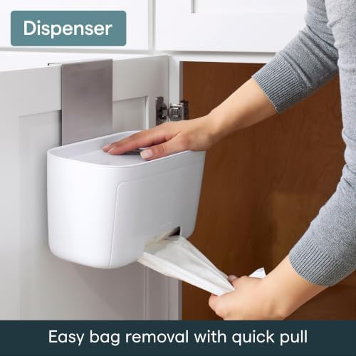YouCopia DoorStash Garbage Bag Dispenser, Hanging Kitchen Cabinet Door Trash Bag Organizer with Removable Lid for Storage, Speckled White - Image 4