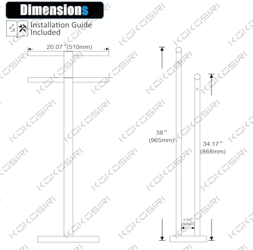 KOKOSIRI Standing Towel Rack for Bathroom Floor 2-Tier Towel Holder Free Stand with Heavy Marble Base Thicken Steady Champagne Bronze Stainless Steel THS0005-CPG - Image 2