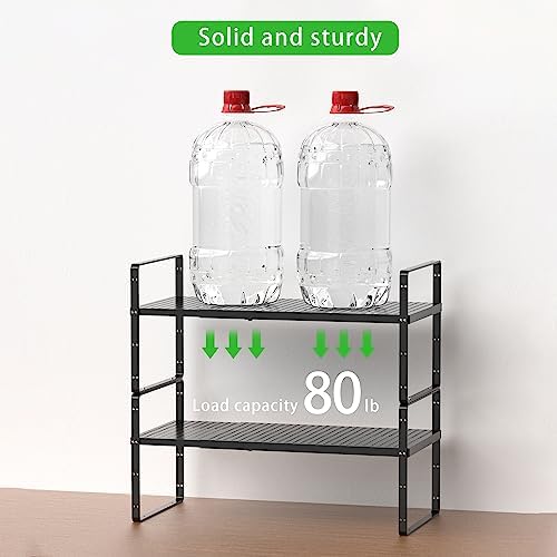 Expandable Storage Shelf, Stackable Organizer Rack, Black Large 3 PK - Image 4