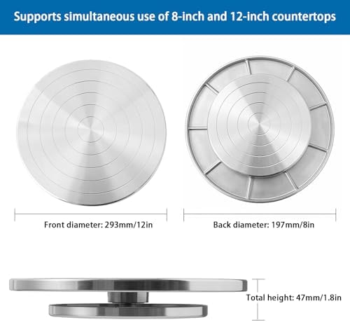 12 Inch Heavy Duty Lazy Susan Turntable, 360° Smooth Rotating Dual Surface Metal Turntable for Kitchen Counter,Cake Decorating, Craft, Display – Aluminum Alloy Spinning Tray - Image 4