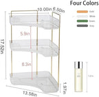 YCIA&DONE Corner Bathroom Counter Organizer, Makeup Organizer for Vanity, Skincare Cosmetic Perfume Tray, Corner Countertop Shelf Rack Storage for Bathroom Kitchen 3 Tiers (Clear White) - Image 4