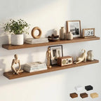 Dreamland Floating Shelves for Wall, Rustic Walnut Floating Shelves for Bathroom|Bedroom|Kitchen, Deep Wall Mounted Book Shelf, Wood Storage Display Shelf for Home Decor, Set of 2 by Dreamland