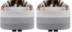 OIAHOMY Large Blanket Basket, 22”x17”x12” Rectangle Woven Baskets, Nursery Blanket Storage Living Room, Toy Storage With Handle, Large Baskets for Organizing-Gradient Grey (Pack of 2) by MasterofSpaceOptimization