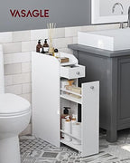VASAGLE Small Bathroom Storage Cabinet, with Slide Out Drawers，Cloud White - Image 2