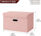 STOREONE Fabric Storage Cube Bins Foldable Organizer Container Collapsible Basket with Lids and Metal Handles, for Home, Bedroom, Closet 3 Pcs (multicolour-pink) - Image 2