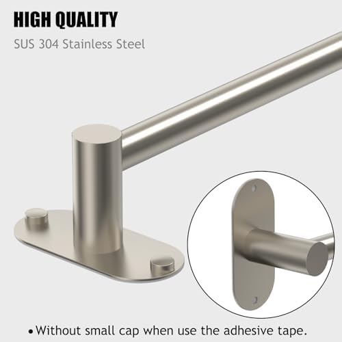 Towel Bar, Adhesive or Drill Wall Mount, Brushed Nickel, 2 Pack - Image 4