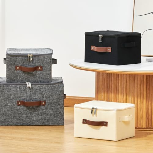 2PCS Storage Bins with Zipper Lids Decorative Lidded Basket Box - Image 5