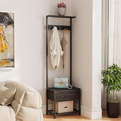 LUMTOK Hall Tree with Shoes Bench Storage,Small Coat Rack with Drawers - Image 5