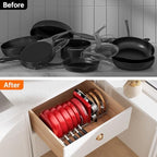 MUDEELA Expandable Pot Pan Lid Organizers inside Cabinet, 12 Divider-Silver - Image 7