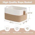 Goodpick 75L Extra Large Woven Rope Blanket Basket, Rectangle, Jute - Image 3