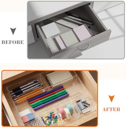 Briwooody Clear Acrylic Deep Drawer Organizer Tray, 7 Compartments - Image 4