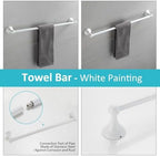 BGL Bathroom Accessories Set, White Paint Expandable Towel Bar 4-Piece Bathroom Accessory Set Wall Mounted Towel Ring Robe Hook Toilet Paper Holder Towel Holder - Image 4