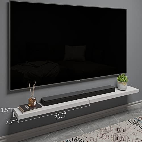 BAMEOS Floating Shelves, 31W x 8D Wall Mounted Display Shelves with Invisible Brackets, Set of 2 | Lightweight Décor Shelf for Bedroom, Living Room, Bathroom & Entryway White - Image 2