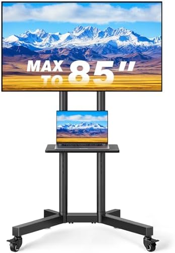 Portable Rolling TV Stand with Shelf for 32-85 in TVs up to 150 lbs by Rfiver