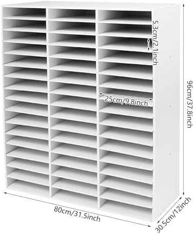Literature Organizer,Desktop File Sorter Mail Center,Paper Storage Cabinet with 48 Slots Compartments,Suitable for Home School Office (48 Slots White) - Image 5