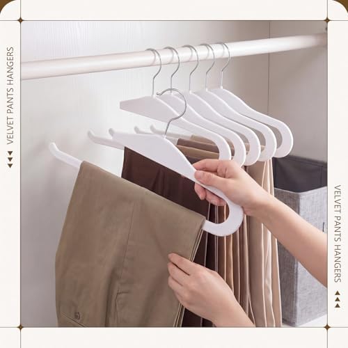 Novabright 50 Pack Velvet Pants Hangers, Slim Open Ended Design, White - Image 5