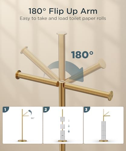 FORIOUS Toilet Paper Holder Stand, 4 Roll Storage, Weighted Base - Image 3