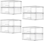 Vtopmart 8 Pack Large Clear Stackable Storage Drawers for Closet, Pantry by Vtopmart