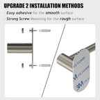 Towel Bar, Adhesive or Drill Wall Mount, Brushed Nickel, 2 Pack - Image 5
