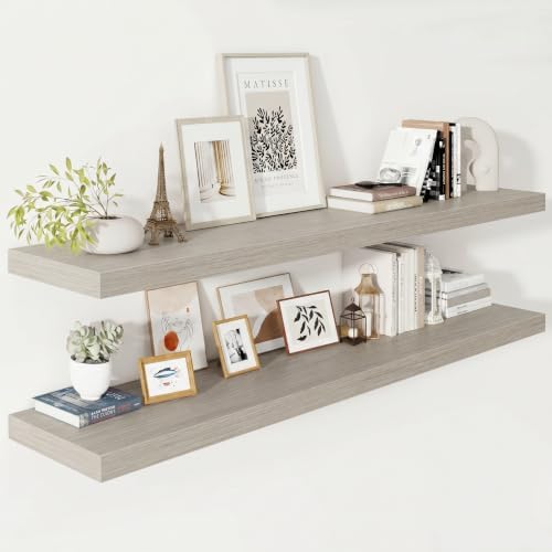Vivelove Deep Floating Shelves 55x12” Set of 2, Grey by VIVELOVE