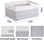 MiniArk Large Storage Baskets for Organizing, 17 x 13 x 7.5” Closet Shelf Baskets for Clothes Blanket Towels, Baby Nursery, Toy Bins Box, Woven Rope Baskets, 4 Packs Gradient Grey - Image 2