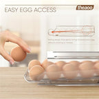 theaoo Egg Holder for Fridge, Automatic Rolling Egg Container, Clear, 3Pack - Image 2