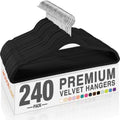 HOUSE DAY Black Velvet Hangers 240 Pack, Premium Clothes Hangers Non-Slip Felt Hangers, Sturdy Black Hangers Heavy Duty Coat Hangers, Durable Suit Hangers, Space Saving No Hanger Mark Rotating Hook by HOUSEDAY