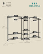 SONGMICS Portable Closet Wardrobe, 10 Shelves, 3 Hanging Rods, Metal Frame - Image 5