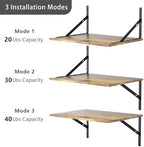 Deep Floating Wall Shelves - 4 Sets of 12 Inch Wide Rustic Brown Wood Shelves for Bathroom, Bedroom, Kitchen, Living Room - Image 4