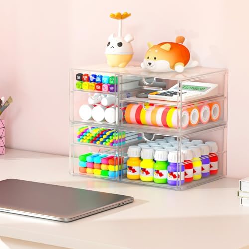 caktraie Acrylic 6-Drawer Office & Makeup Storage Organizer,Desk - Image 6
