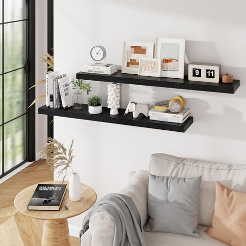 48 inch Floating Shelves for Wall, Extra Long Black Wall Shelves - Image 2