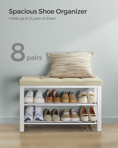 SONGMICS Shoe Bench, Entryway Bench with Cushion, Space-Saving - Image 5