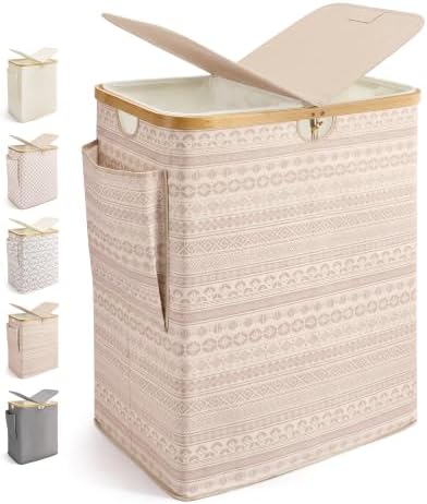 MIZATTO 140L Laundry Hamper with Lid, 2 Section Dirty Laundry Bin by MIZATTO