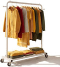 Sywhitta Metal Clothing Rack on Wheels with Mesh Shelf, for Clothes,White by haseverythingyouneed