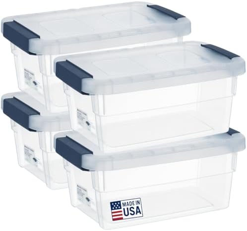 Tribello Plastic Storage Containers with Lids, Clear Plastic Storage Bins with Lids Stackable, 4 Pack - Made In USA (15 Quart) by Tribello