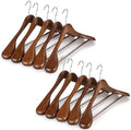 TOPIA HANGER Wide Shoulder Wooden Hangers, Suit Hangers with Non Slip Pants Bar & 360° Swivel Hook, Solid Wood Heavy Duty Coat Hanger, 10 Pack (Walnut)-CT02WA-10 by TOPIAHANGER