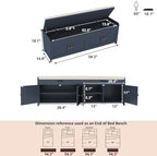 HOMEFORT 54.4" Shoe Bench with Lift Top Storage, Entryway Bench with Cushioned Seat, Wooden End of Bed Bench, Shoe Cabinet Bench with Hidden Storage Space, for Bedroom, Hallway,Blue - Image 3
